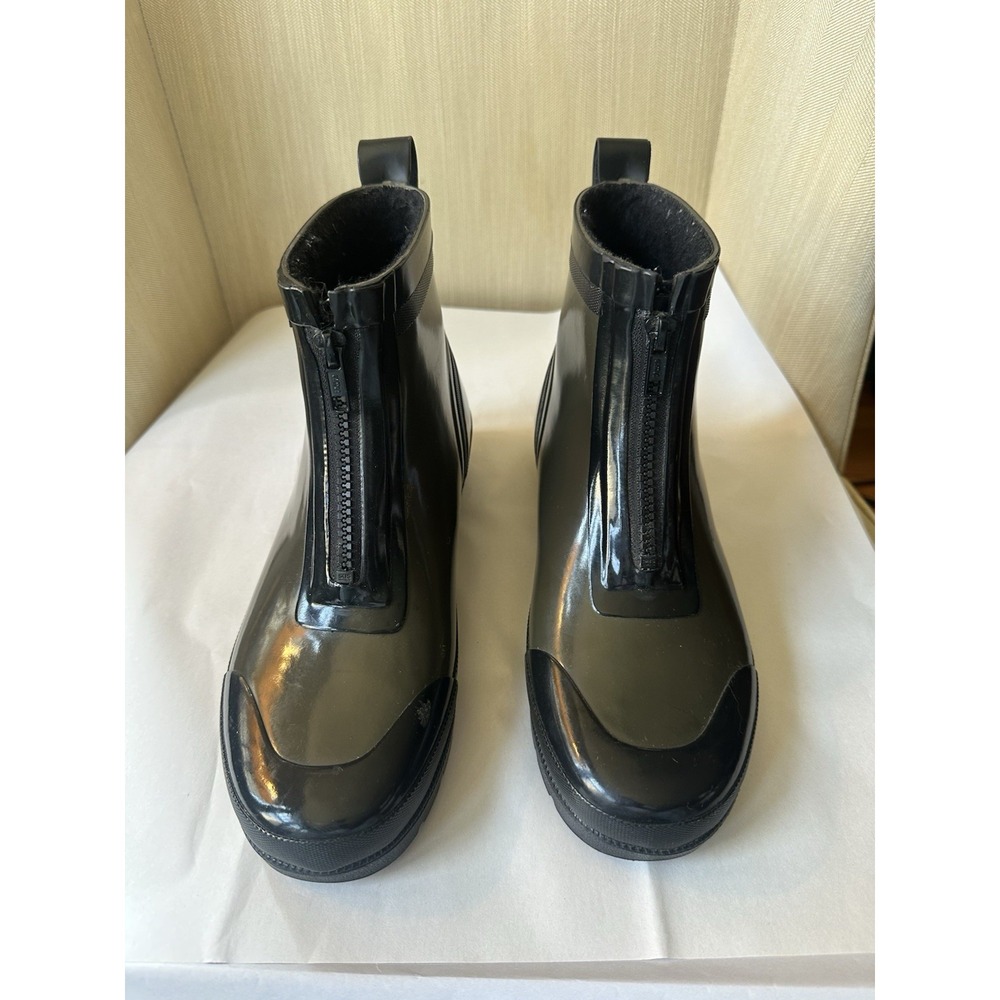 Tretorn size 7.5 Lina Zip Front Womens Olive Black Waterproof Rain Ankle Boots